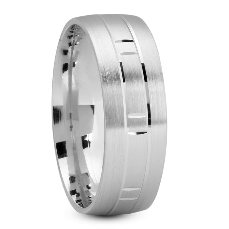Mens 14KT White Gold Platinum Traditional Wedding Band M279
