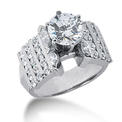 Ladies 14KT White Gold Platinum Fancy Engagement Ring ENR2687