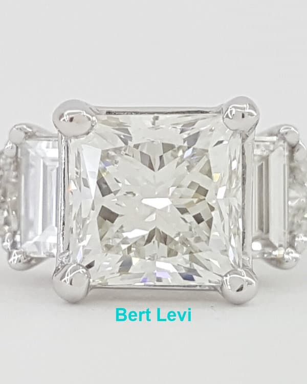 Princess Three 3-Stone Engagement Ring 1.35 ct 14K W Gold Retail $7,500