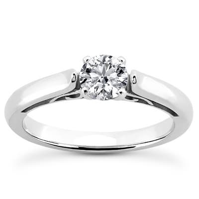 Ladies 14KT White Gold Platinum Solitaire Engagement Set ENS1998-A