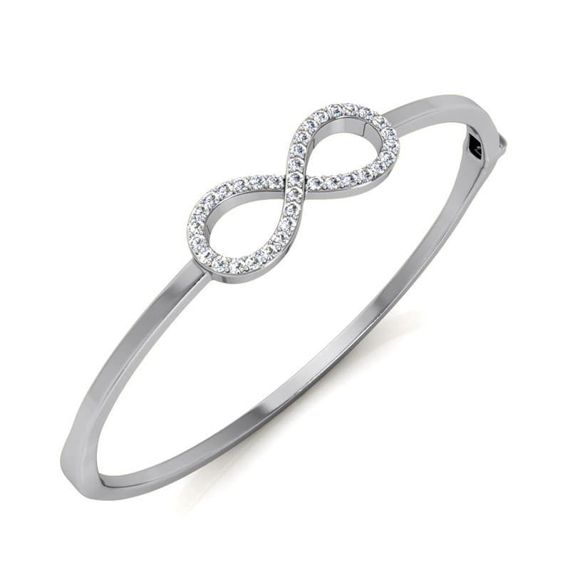Ladies 14KT White Gold Platinum Bangle BGL220-7