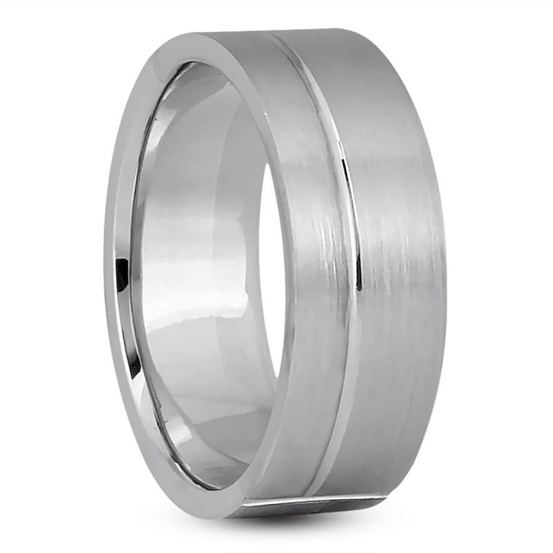 Mens 14KT White Gold Platinum Traditional Wedding Band M473