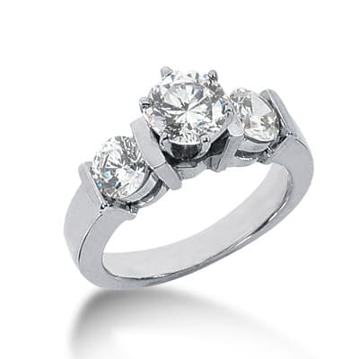 Ladies 14KT White Gold Platinum Three Stones Engagement Ring ENR3120