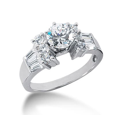 Ladies 14KT White Gold Platinum Fancy Engagement Ring ENR1668