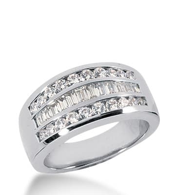 Ladies 14KT White Gold Platinum Diamond Wedding Band WB2293