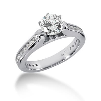 Ladies 14KT White Gold Platinum Fancy Engagement Set ENS367-A