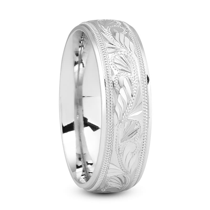 Mens 14KT White Gold Platinum Traditional Wedding Band M666