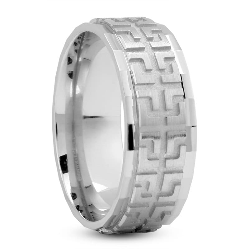 Mens 14KT White Gold Platinum Traditional Wedding Band M149