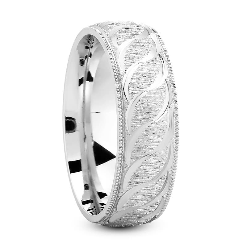 Mens 14KT White Gold Platinum Traditional Wedding Band M647