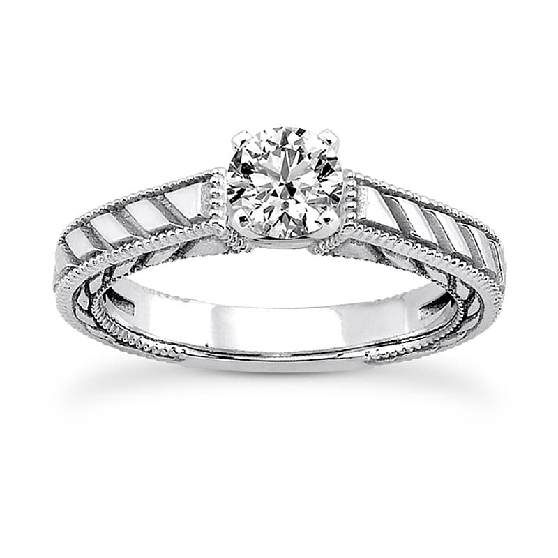 Ladies 14KT White Gold Platinum Solitaire Engagement Set ENS3533-A