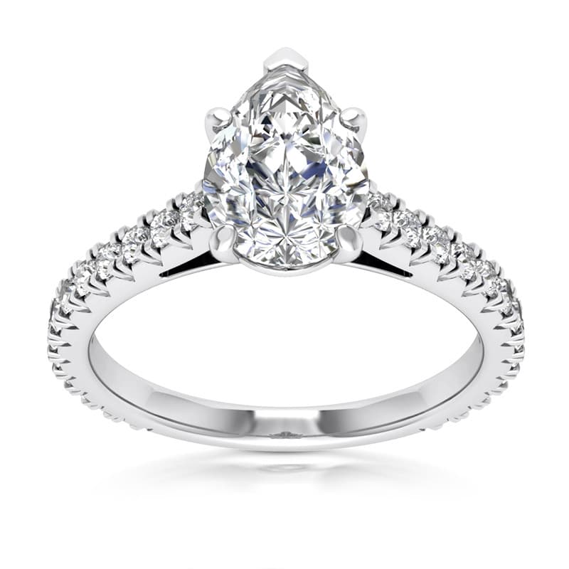 Ladies 14KT White Gold Platinum Fancy Engagement Set ENS2361-10X7-A