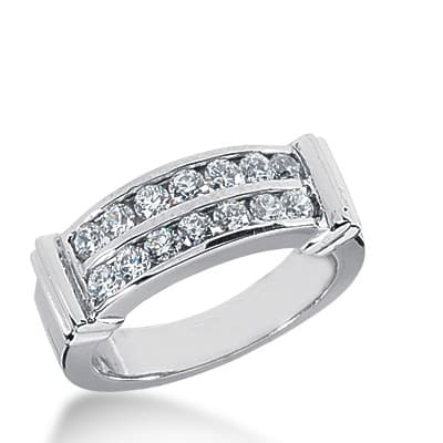 Ladies 14KT White Gold Platinum Round Diamond Wedding Band WB1792