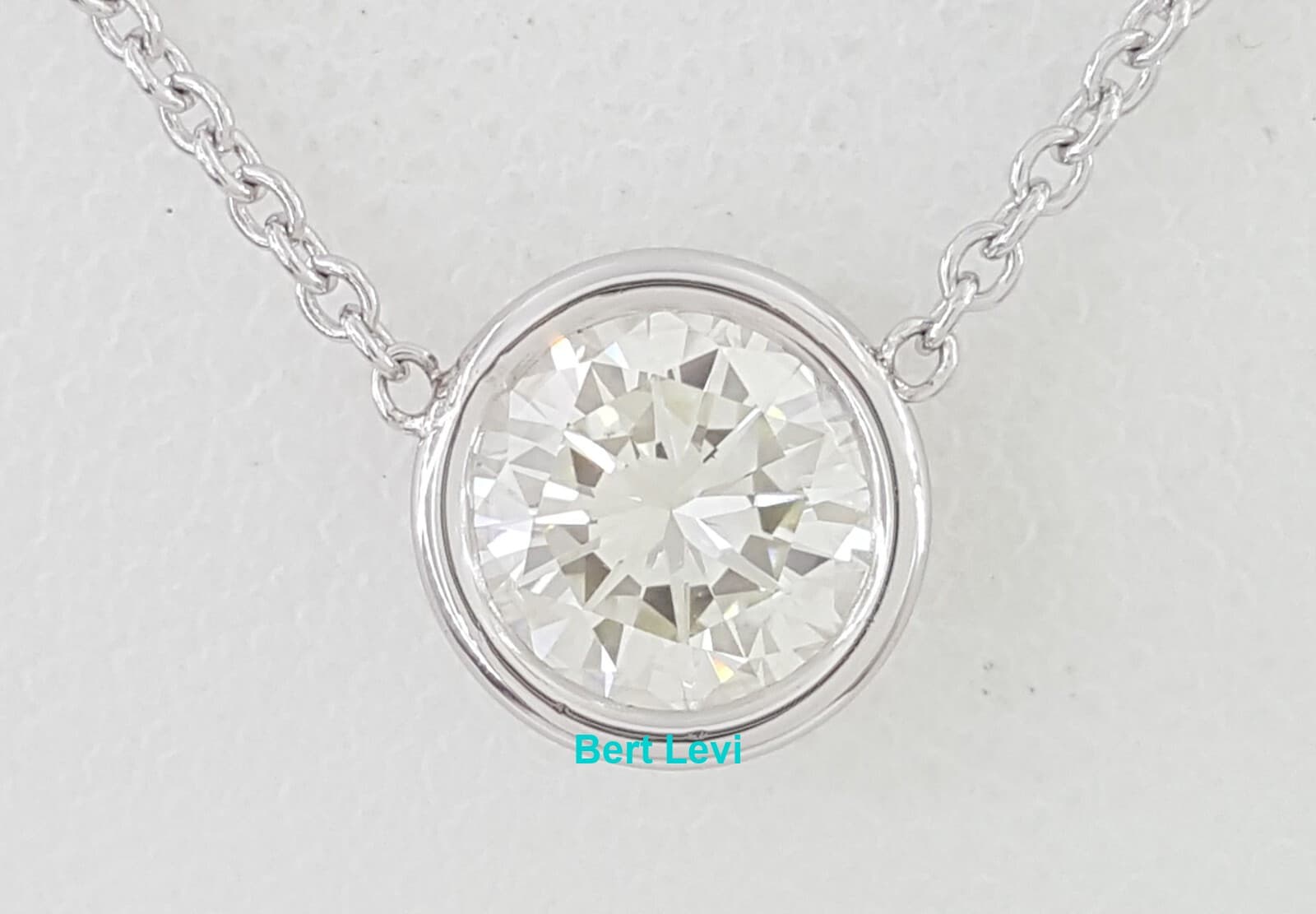 Natural Round Diamond By The Yard Solitaire Necklace 0.82 ct 14K W Gold Rtl $4k