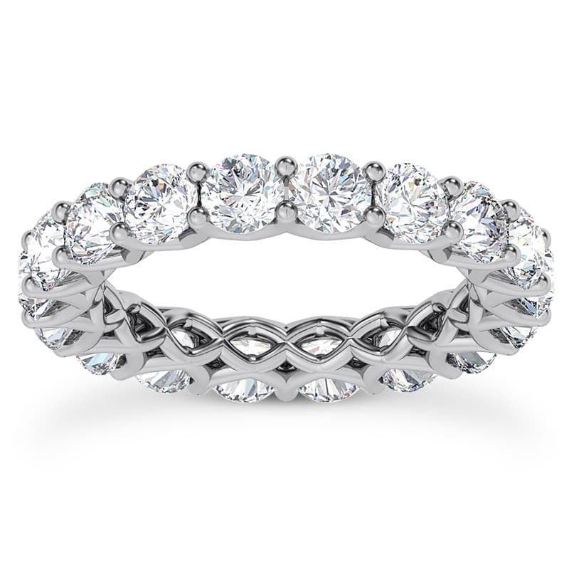 Ladies 14KT White Gold Platinum Eternity Wedding Band EWB575-2-6½