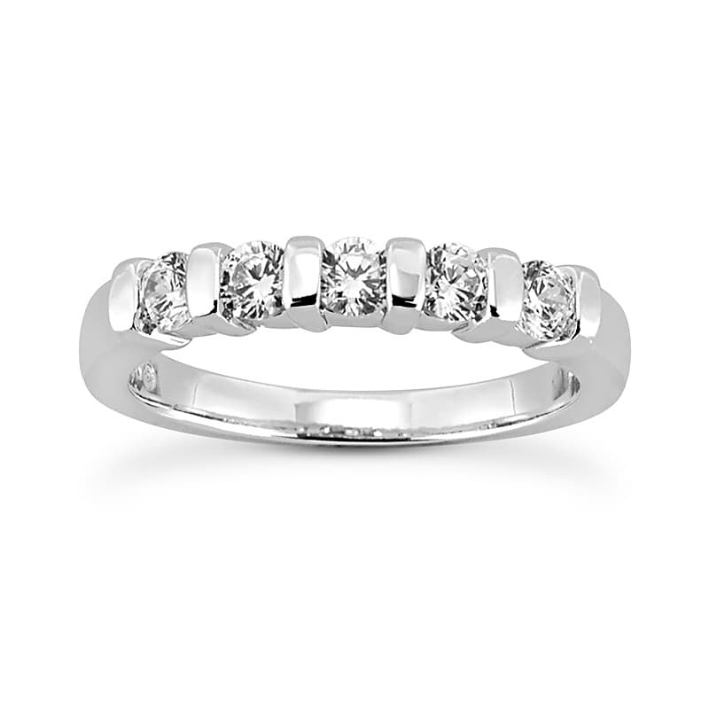 Ladies 14KT White Gold Platinum Round Diamond Wedding Band WB171-11
