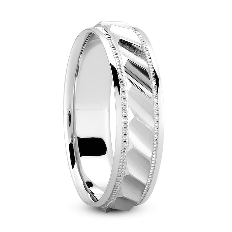 Mens 14KT White Gold Platinum Traditional Wedding Band M1065