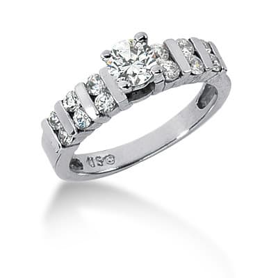 Ladies 14KT White Gold Platinum Fancy Engagement Set ENS589-A