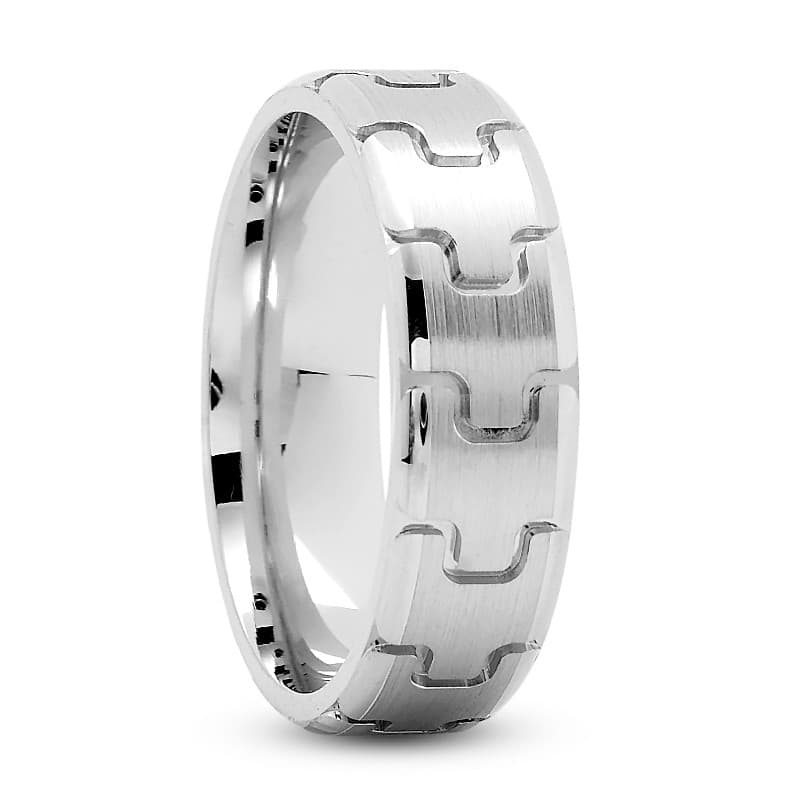 Mens 14KT White Gold Platinum Traditional Wedding Band M460