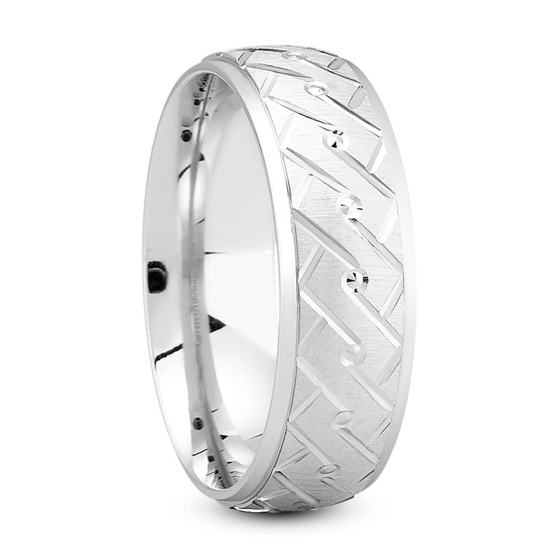 Mens 14KT White Gold Platinum Traditional Wedding Band M1039