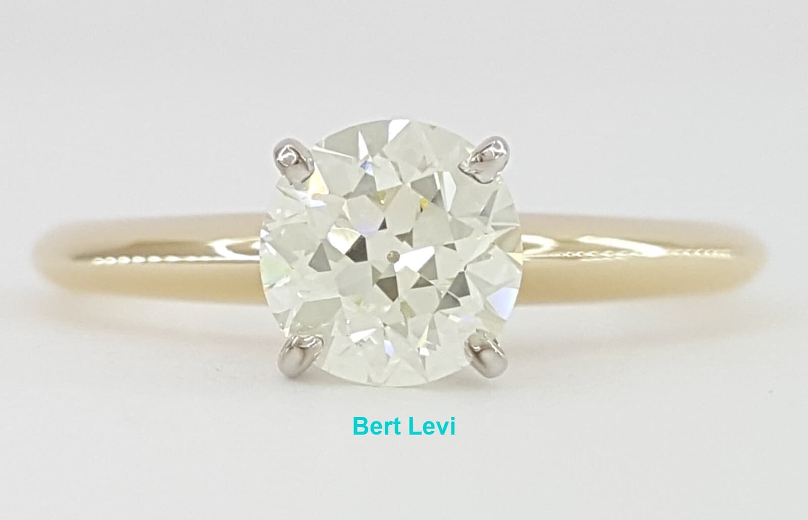 Old European Cut Diamond Solitaire Engagement Ring 0.77ct 14k 2-Tone Gold
