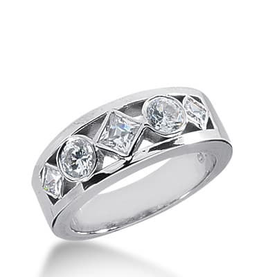 Ladies 14KT White Gold Platinum Diamond Wedding Band WB2181