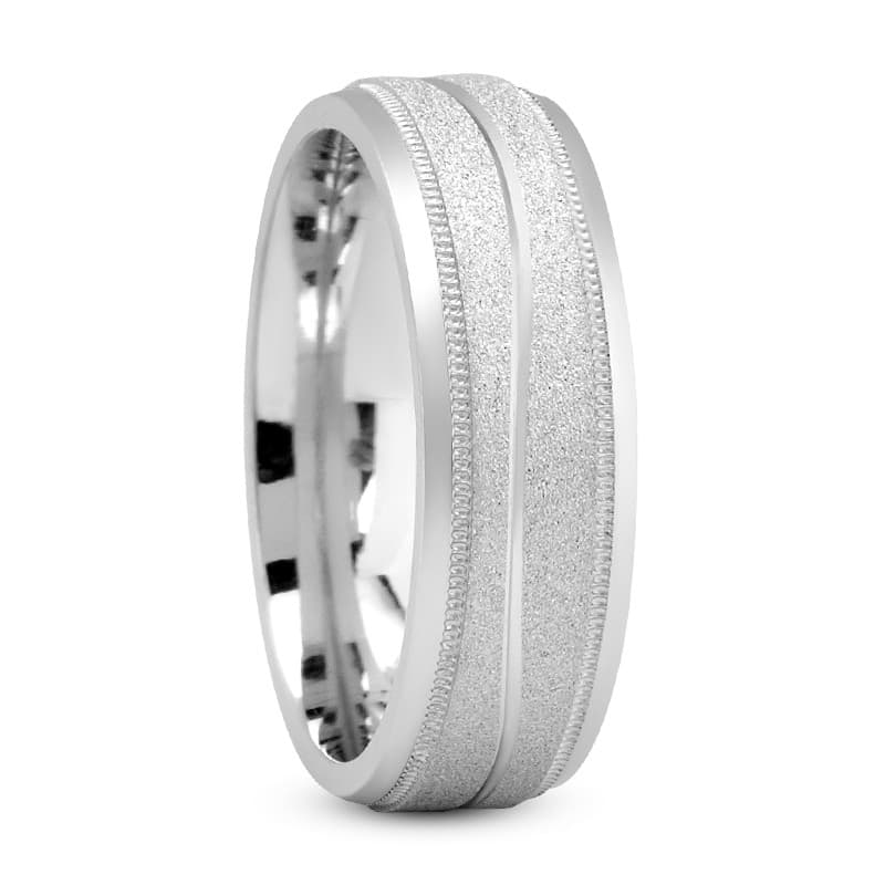 Mens 14KT White Gold Platinum Traditional Wedding Band M260