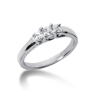 Ladies White Gold Platinum Princess Diamond Three Stones Engagement Ring ENR6110
