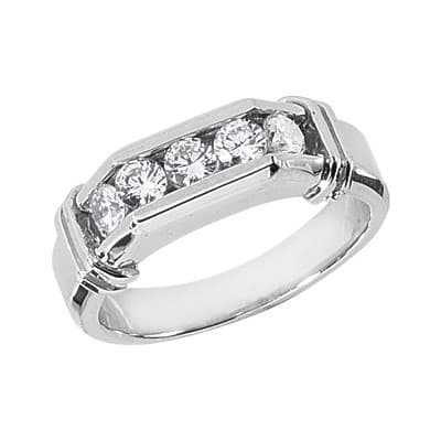 Mens 14KT White Gold Platinum Wedding Band MR1299