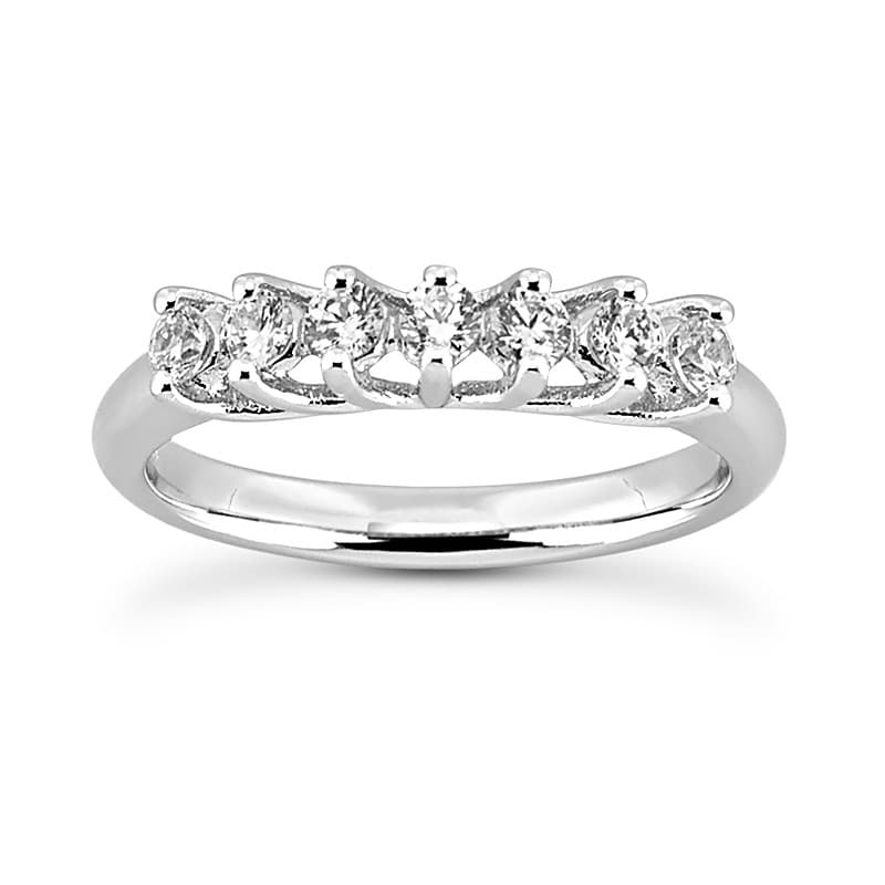 Ladies 14KT White Gold Platinum Round Diamond Wedding Band WB799