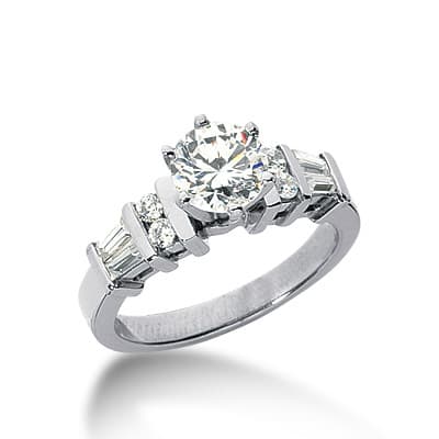 Ladies 14KT White Gold Platinum Fancy Engagement Ring ENR136
