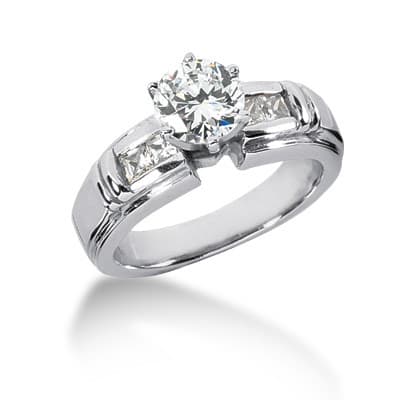 Ladies 14KT White Gold Platinum Fancy Engagement Set ENS118-A