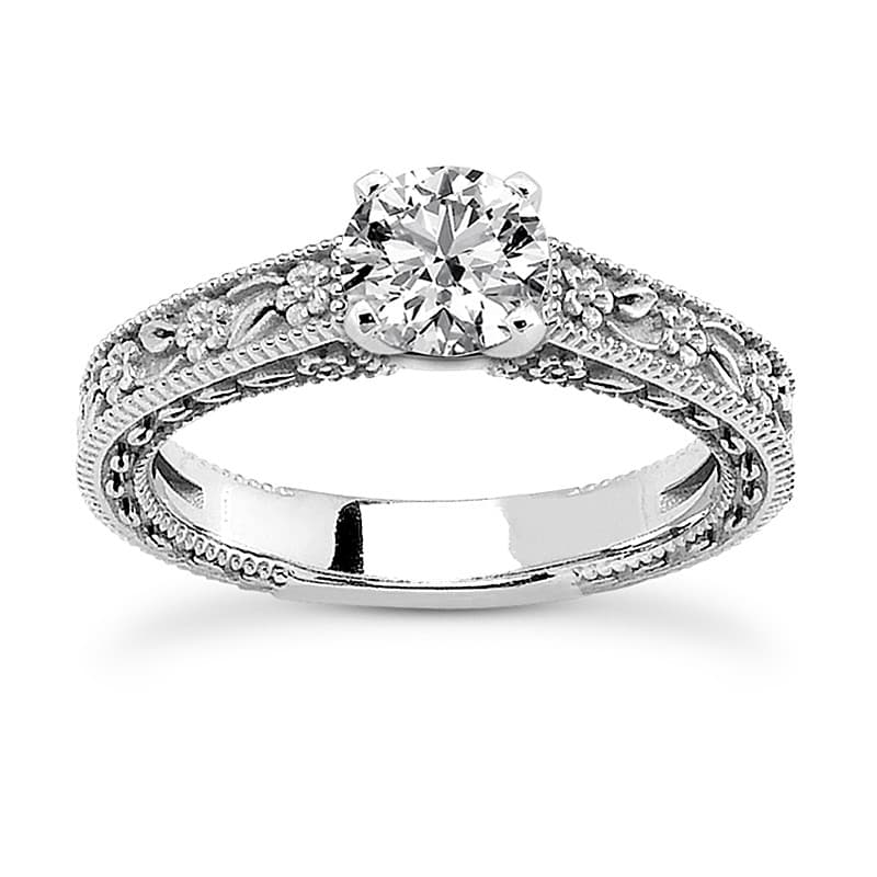 Ladies 14KT White Gold Platinum Solitaire Engagement Set ENS3540-A