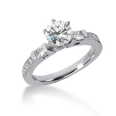Ladies 14KT White Gold Platinum Fancy Engagement Set ENS471-A