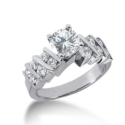 Ladies 14KT White Gold Platinum Fancy Engagement Ring ENR1718