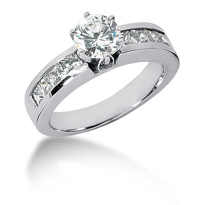 Ladies 14KT White Gold Platinum Fancy Engagement Set ENS709-A