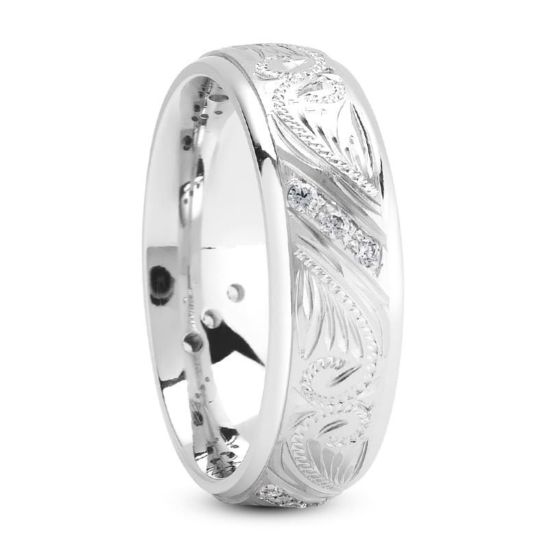 Ladies 14KT White Gold Platinum Traditional Wedding Band DB1084-7-RD
