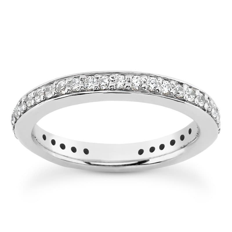Ladies 14KT White Gold Platinum Round Diamond Wedding Band WB5263