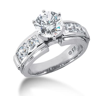 Ladies 14KT White Gold Platinum Fancy Engagement Ring ENR2017
