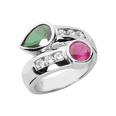 Ladies 14KT White Gold Platinum Color Stone Ring CSR1007