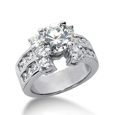 Ladies 14KT White Gold Platinum Fancy Engagement Ring ENR633
