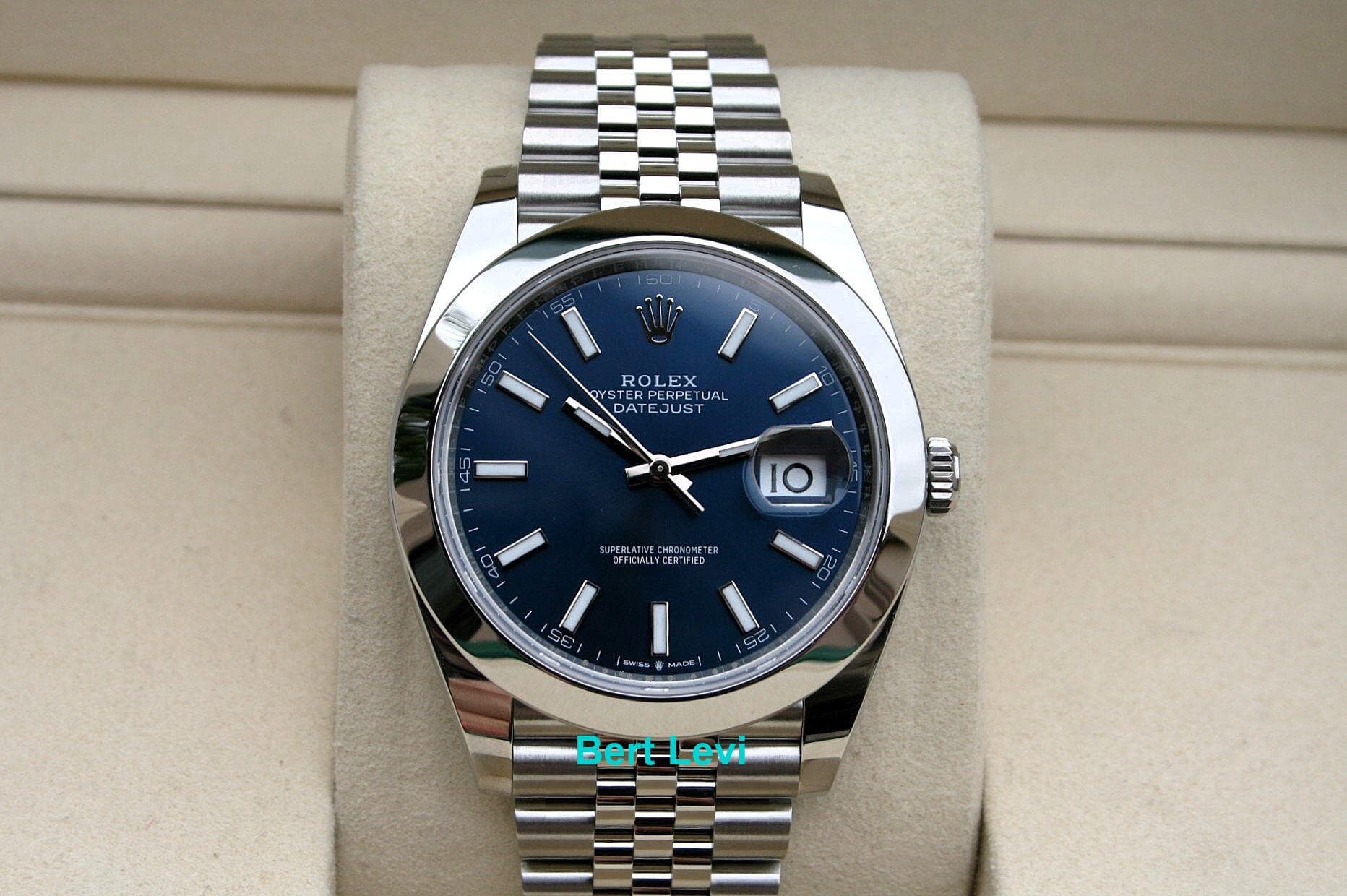 ROLEX 126300 DATEJUST 41MM BLUE STICK DIAL JUBILEE NIB