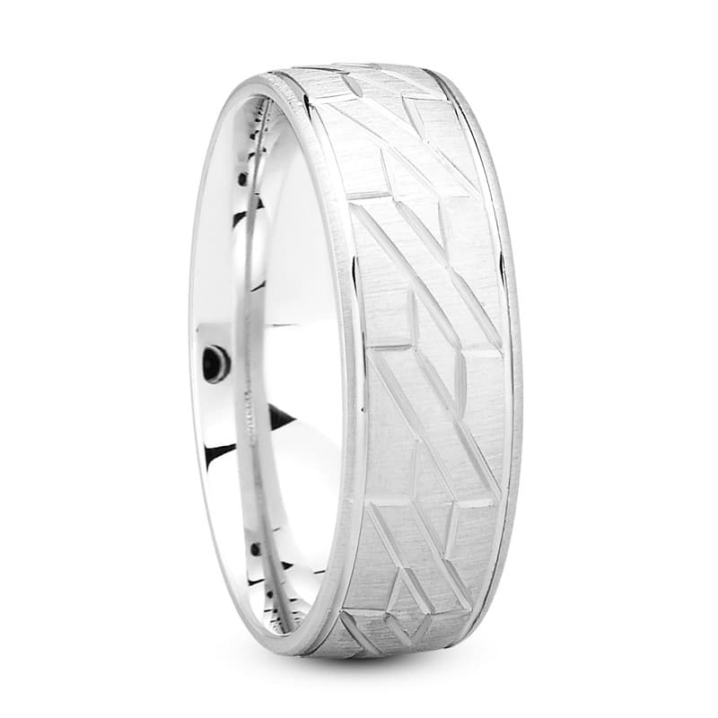 Mens 14KT White Gold Platinum Traditional Wedding Band M634