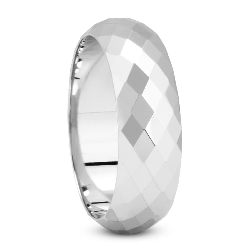 Mens 14KT White Gold Platinum Traditional Wedding Band M580