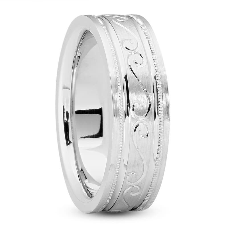 Mens 14KT White Gold Platinum Traditional Wedding Band M534