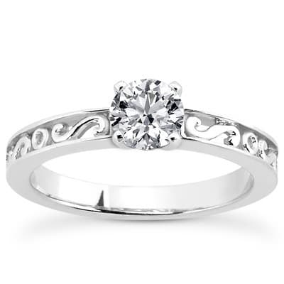 Ladies 14KT White Gold Platinum Tailored Engagement Set ENS3289-A