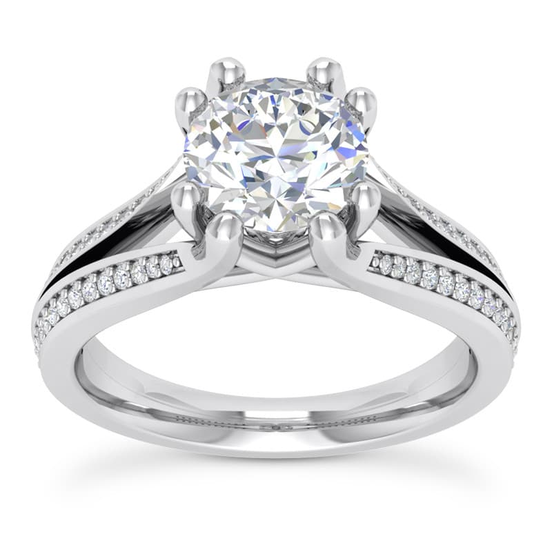 Ladies 14KT White Gold Platinum Fancy Engagement Ring ENR9150-1