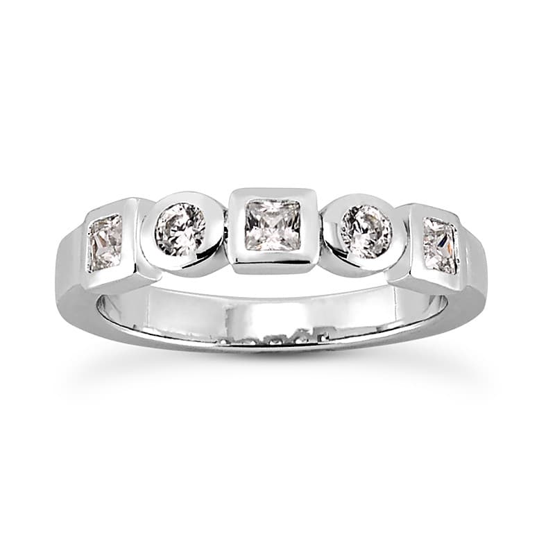 Ladies 14KT White Gold Platinum Diamond Wedding Band WB873
