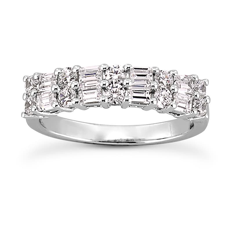 Ladies 14KT White Gold Platinum Diamond Wedding Band WB2211