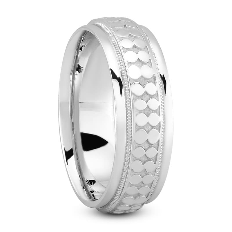 Mens 14KT White Gold Platinum Traditional Wedding Band M1072