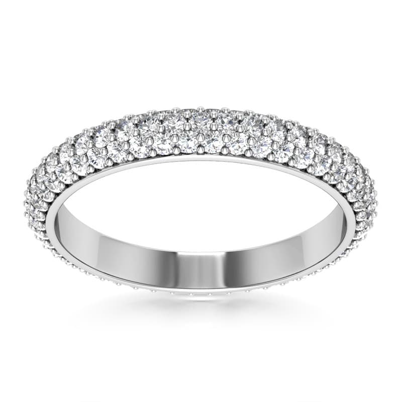 Ladies 14KT White Gold Platinum Eternity Wedding Band EWB552-0.75-4
